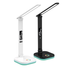 Platinet PDL711RGBB stolní LED lampa stmívatelná, bezdrátové nabíjení, hodiny, černá
