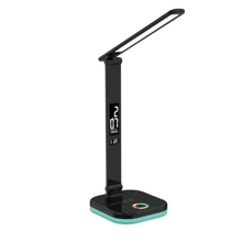Platinet PDL711RGBB stolní LED lampa stmívatelná, bezdrátové nabíjení, hodiny, černá