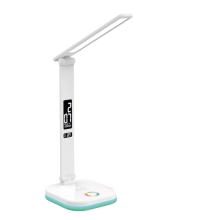 Platinet PDL711RGBW stolní LED lampa stmívatelná, bezdrátové nabíjení, hodiny, bílá