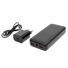 Platinet PMPB20SETB SET 3v1 Powerbanka 20000 mAh + Nabíječka 20W Power Delivery, kabel USB-C 1m, černá